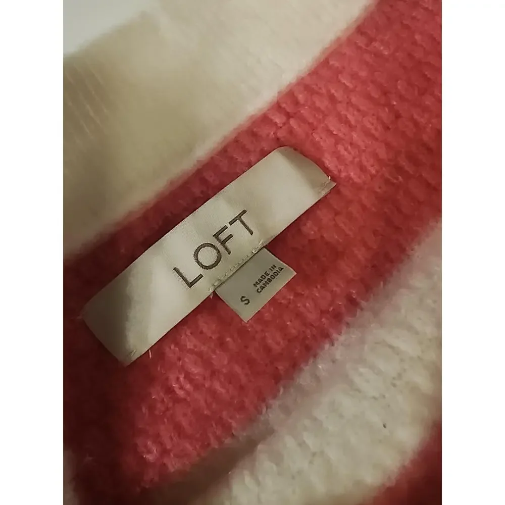 Loft Pink & White Striped Sweater, Small, Valentine's Day